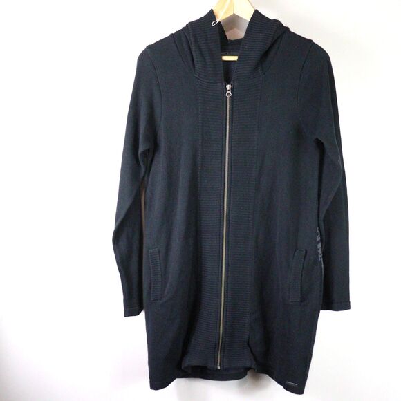 prAna Misha Duster Sweater Black with Grey Design Full Zip Hoodie Sweatshirt S - Picture 3 of 7